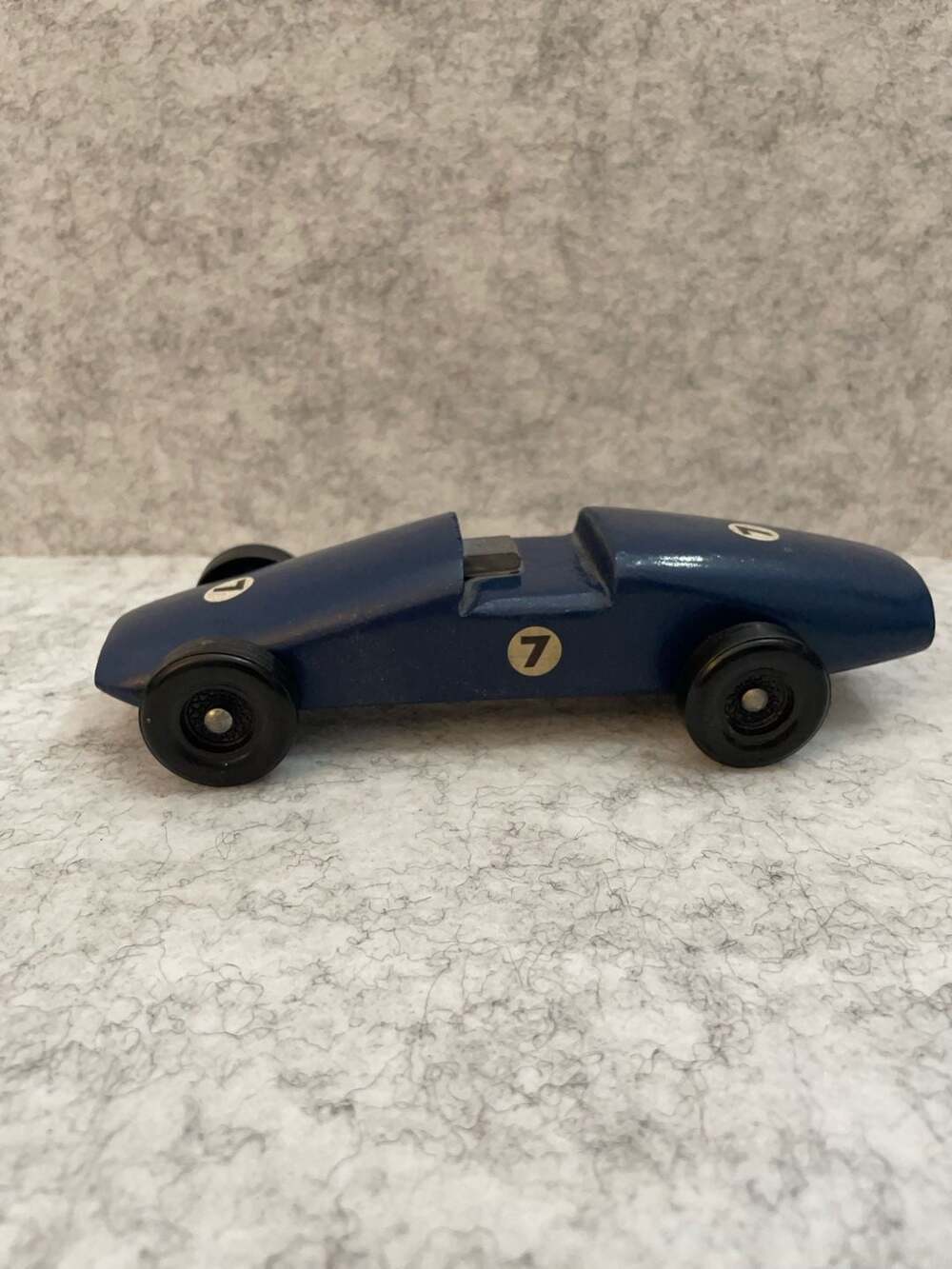 Vintage Handcrafted Blue Pinewood Derby Race Car #7 - Picture 5 of 7